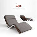 Leisure Lounger With Wooden Frame And Gray Cushion For Indoor Outdoor Use