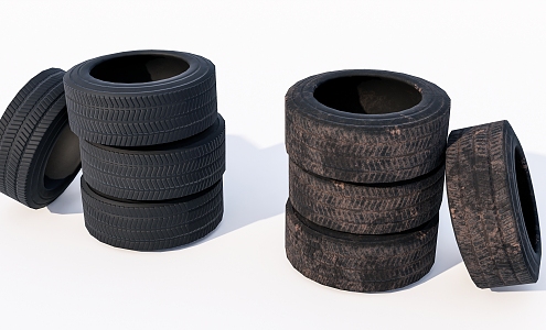 Modern tires New and old car tires 3d model