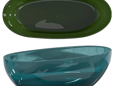 Modern Oval Green And Blue Bathtubs With Transparent Shiny Design 3d model