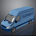 Blue Numeco Branded Modern Cargo Van With Smooth Exterior Design