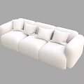 White Three Seater Sofa With Plush Design And Multiple Soft Comfortable Cushions 3d model