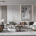 Modern Living Room Interior With Comfortable Sofa Coffee Table Artwork And Floor Lamp