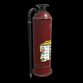 Red Fire Extinguisher With Hose And Safety Instruction Label For Emergency Use