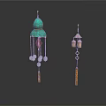 Household Decorative Wind Chimes With Green Top Diamond Pendant And Metal Bells