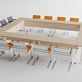 Modern Office Conference Table With Orange And Gray Chairs And Rectangular Design 3d model