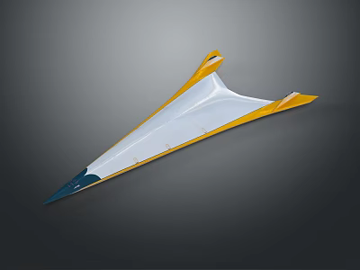 Yellow White Blue Triangular Model Glider With Aerodynamic Shape And Tipped Design 3d model