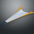 Yellow White Blue Triangular Model Glider With Aerodynamic Shape And Tipped Design 3d model