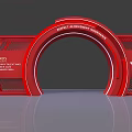 Blue Digital Illumination Expo Archway With Exhibition Entrance And Human Figure Model