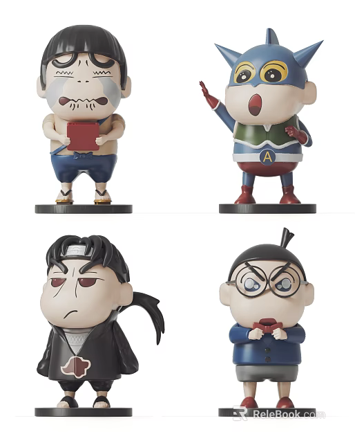 Anime Style Cartoon Character Dolls with Various Poses Different Outfits and Expressions 3d model 