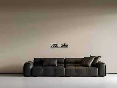 Modern Black Three Seater Sofa by B&B Italia with Beige Wall and White Floor 3d model