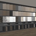 Color plate rack wood grain stone wall panel 3d model