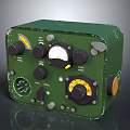 Vintage Green Control Panel With Rustic Weathered Design And Knobs Gauges Buttons 3d model