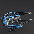 Building Blocks Spaceship Model With Blue And Black Detailed Structure Design 3d model
