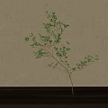 Elegant White Vase With Green Leaf Branches For Minimalist Home Interior 3d model