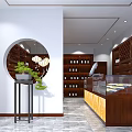 Elegant Tobacco and Liquor Store Interior With Wooden Shelves And Premium Liquor Displays