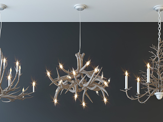 American shaped chandelier fashion simple metal chandelier combination 3d model