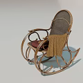 Vintage Wicker Rocking Chair With Metal Frame And Comfortable Cushion Design