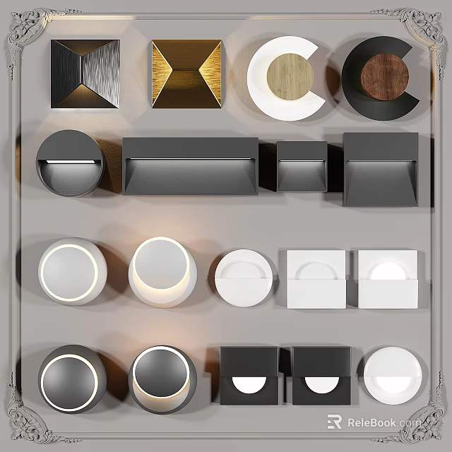 Various Modern Wall Lamps With Different Shapes And Materials For Interior Decoration 3d model