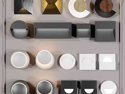Various Modern Wall Lamps With Different Shapes And Materials For Interior Decoration 3d model