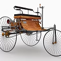 Vintage Car with Wooden Body Large Spoked Wheels and Black Leather Seat
