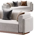 Light Gray Modern Two Seater Sofa With Dark Gray And Brown Comfortable Pillows
