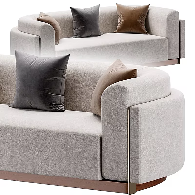 Light Gray Modern Two Seater Sofa With Dark Gray And Brown Comfortable Pillows 3d model