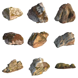 Moss Stone Boulder Rock 3d model
