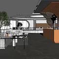 Modern Sales Office Interior Design With Reception Desk Green Plants And Pendant Lights