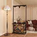 Decorative Room Divider With Floral Pattern And Vase In Living Room With Red Sofa