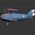 Pink Biplane Model With Blue Body Orange Propeller And X Mark For Space Education