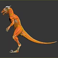 Orange Horned Muscular Dinosaur Like Game Movie Character With Standing Pose And Sharp Claws