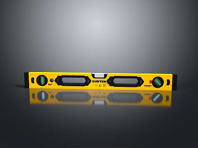 Yellow And Black Spirit Level Tool With Bubble Vials For Measuring Horizontal Vertical Levels 3d model