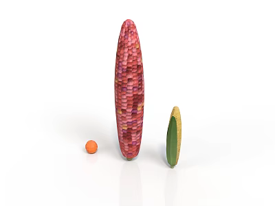 Fresh Colorful Corn Small Orange Tomato And Green Vegetable Healthy Snacks 3d model