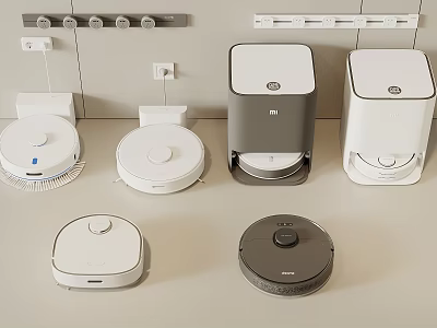Smart Cleaning Machines With Automatic Floor Cleaning And White And Gray Designs For Home Use 3d model
