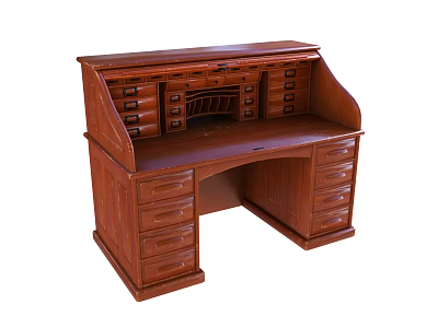 Classic Wooden Desk With Hutch And Multiple Drawers For Home Office Use 3d model