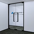 Modern Glass Swing Door With Black Frame And Double Handles For Interior Design