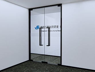 Building office double door effect drawing 3d model