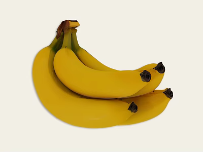 Fresh Ripe Yellow Bananas in a Bunch on White Background Healthy Tropical Fruit 3d model
