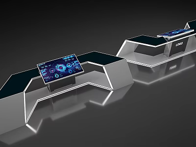 Smart Public Facility Information Kiosk With Interactive Touch Screens And Modern Design 3d model