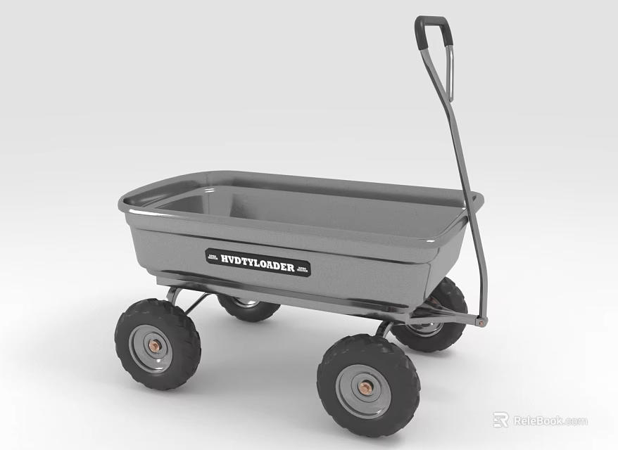 Stanley Gray Metal Utility Cart With Four Wheels And Handle For Garden Use 3d model 