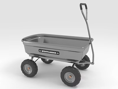 Stanley Gray Metal Utility Cart With Four Wheels And Handle For Garden Use 3d model