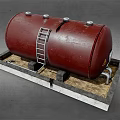 Industrial Red Storage Tank Equipment With Concrete Base And Metal Valves