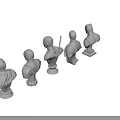 Six White Superhero Bust Sculptures with Shield Weapon and Accessories