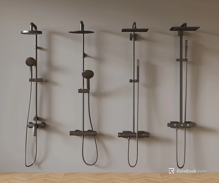 Modern Wall Mounted Shower Systems With Multiple Design Styles And Features 3d model