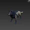 Fantasy Character And Mythical Blue Striped Wolf Creature With Spiked Mane Design 3d model