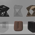 Modern Design Stools With Creative Shapes Various Materials And Unique Styles 3d model