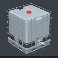 Industrial Equipment Plastic Storage Tank with Metal Frame Red Lid Red Valve and Pallet Base