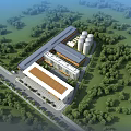 Modern Industrial Factory Building Exterior Design With Glass Curtain Wall Steel Structure And Green Lawn
