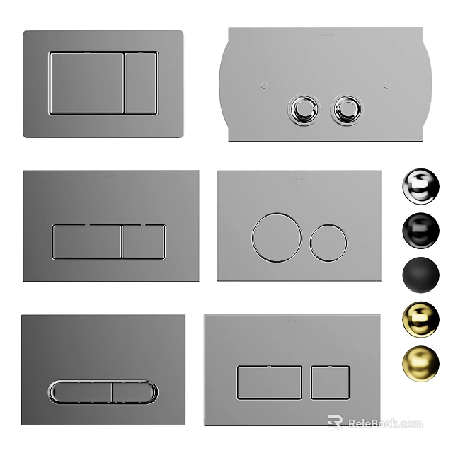 Various Modern Switch Panels With Different Shapes And Colorful Buttons For Home Use 3d model 