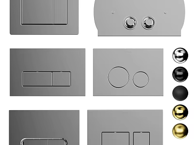 Various Modern Switch Panels With Different Shapes And Colorful Buttons For Home Use 3d model